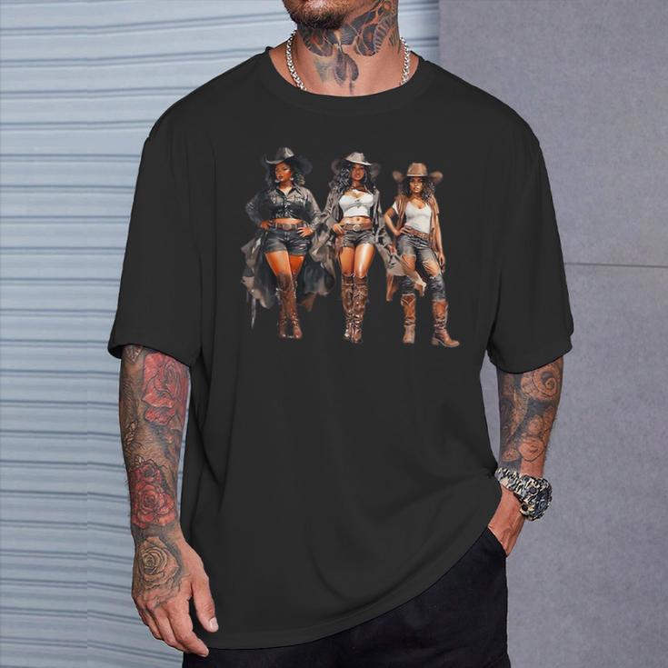 Black Cowgirl Western Rodeo Melanin Black History Texas Men T-Shirt Gifts for Him