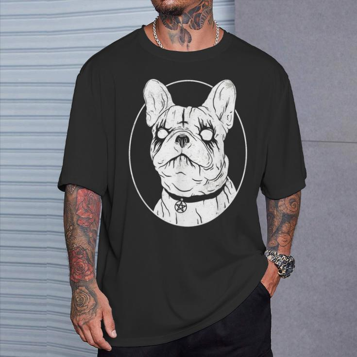 Black Metal French Bulldog Gothic Heavy Metal Dog T-Shirt Gifts for Him