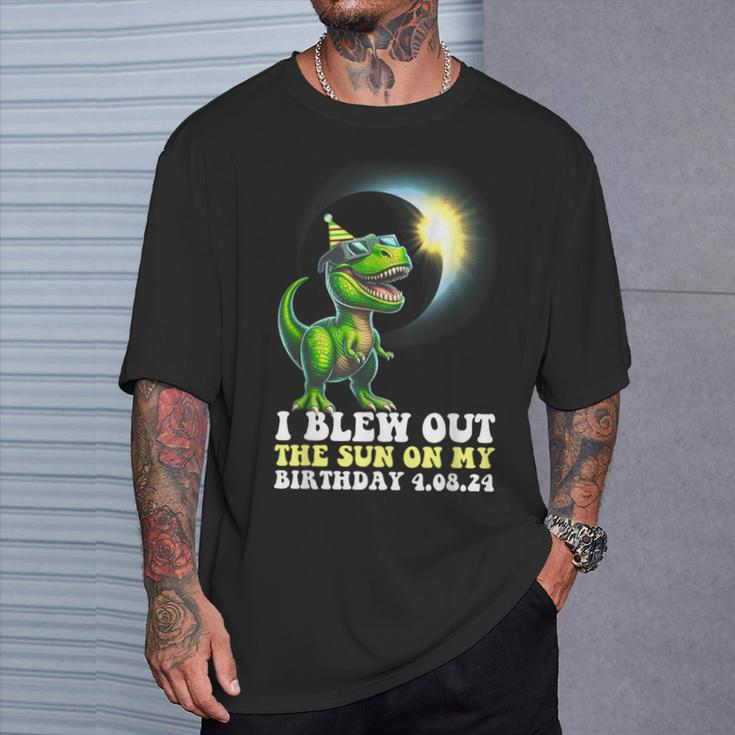 I Blew Out The Sun On Birthday Dinosaur 2024 Solar Eclipse T-Shirt Gifts for Him