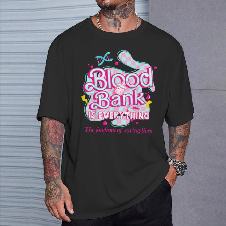 Blood Bank Is Everything Pink Retro Lab Week 2024 Med Tech T-Shirt Gifts for Him