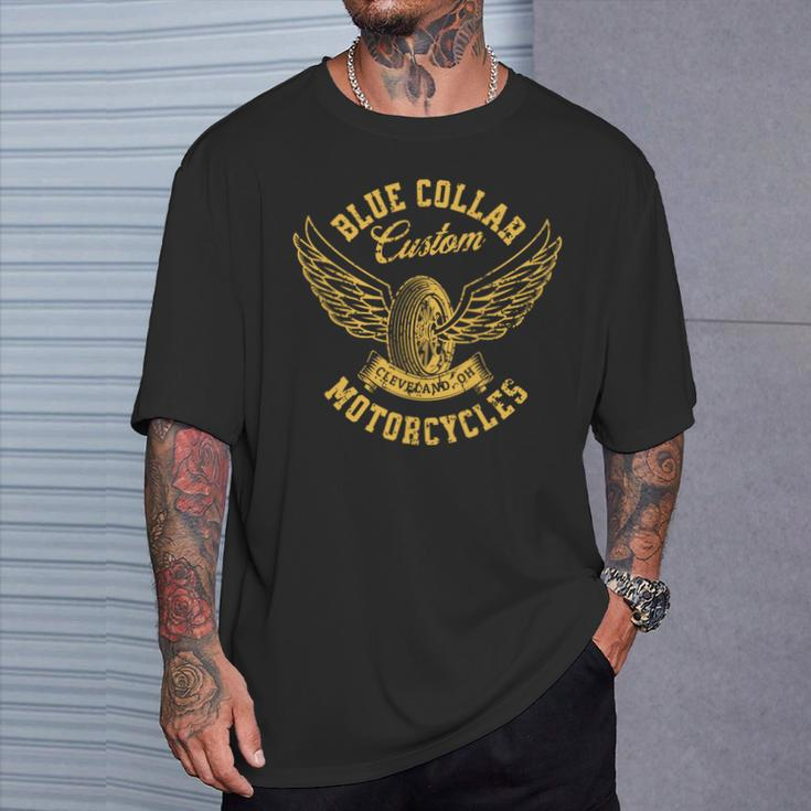 Blue Collar Custom Motorcycles Cleveland Ohio Vintage T-Shirt Gifts for Him