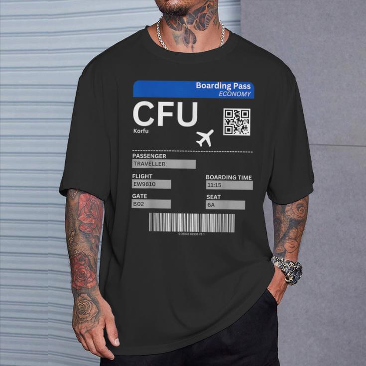 Boarding Pass Korfu Cfu Flugticket Griechenland Korfu T-Shirt Geschenke für Ihn