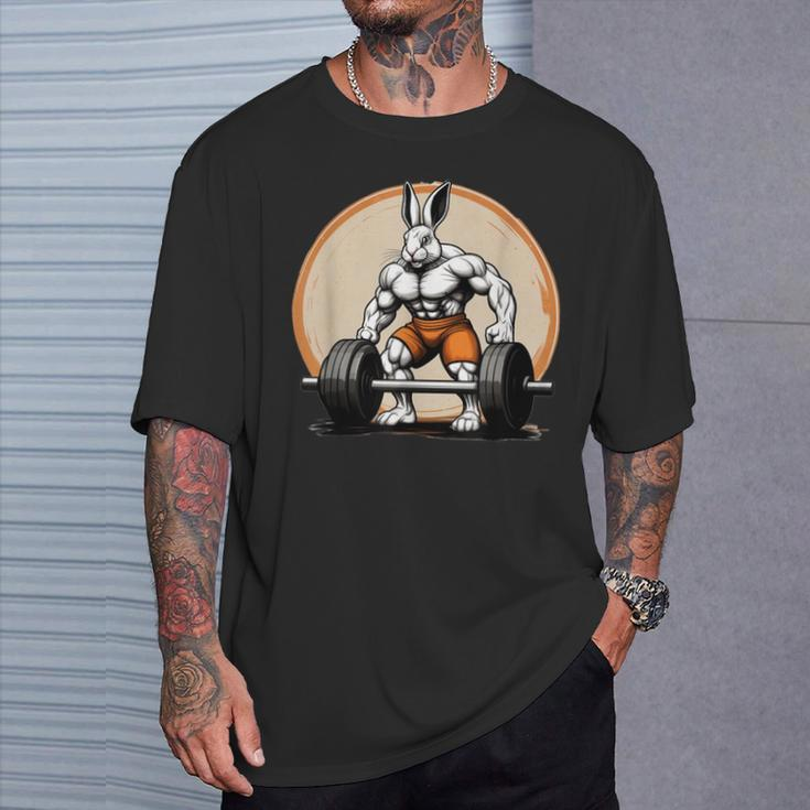 Bodybuilder Easter Bunny Powerlifting In The Gym T-Shirt Gifts for Him
