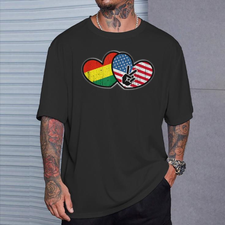 Bolivian American Heart And National Flags T-Shirt Gifts for Him