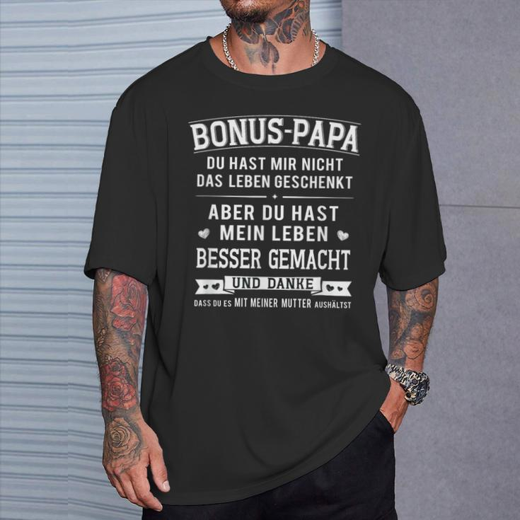 Bonus Papa Men’S Stepfather Leben Besser Gemacht German Text T-Shirt Geschenke für Ihn