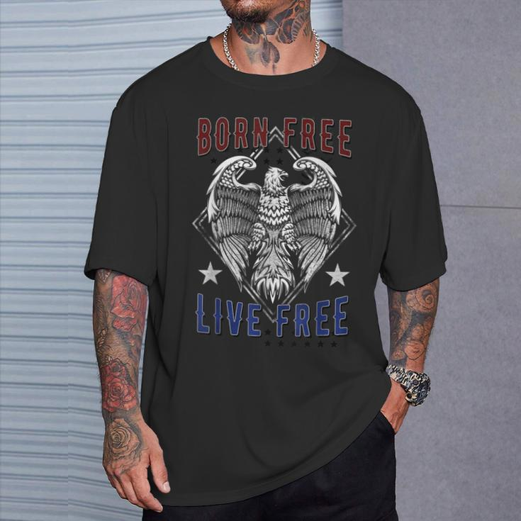Born Free Live Free Eagle Wingspan Stamp T-Shirt Gifts for Him