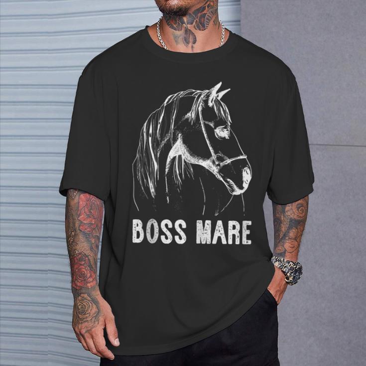 Boss Mare Horseback Riding Equestrians Horse Women T-Shirt Gifts for Him