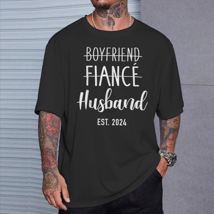 Boyfriend Fiancé Husband 2024 For Wedding And Honeymoon T-Shirt Gifts for Him