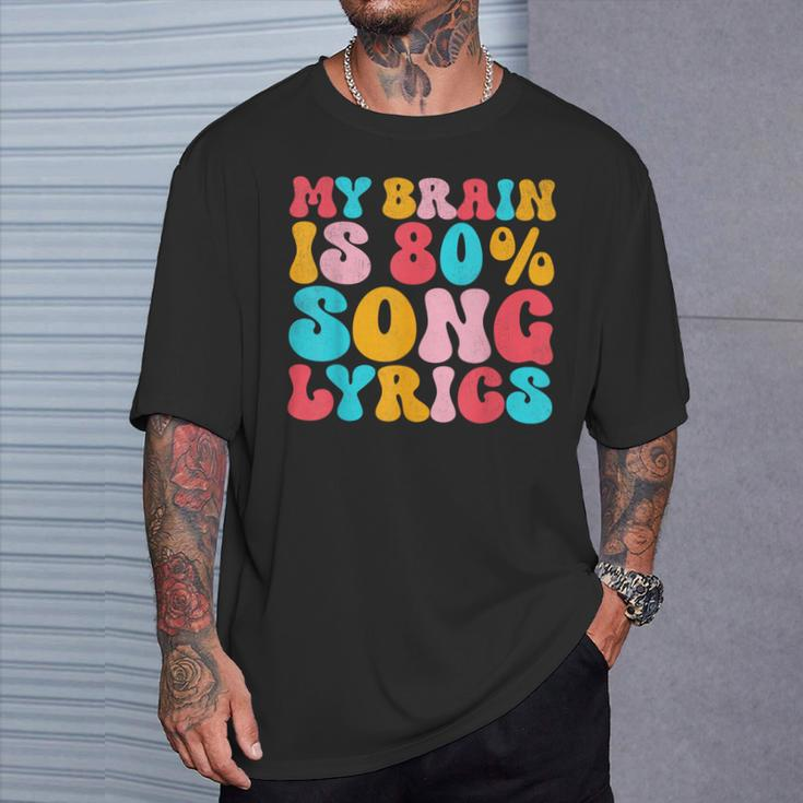 My Brain Is 80 Percent Song Lyrics Quote Music Lover T-Shirt Gifts for Him