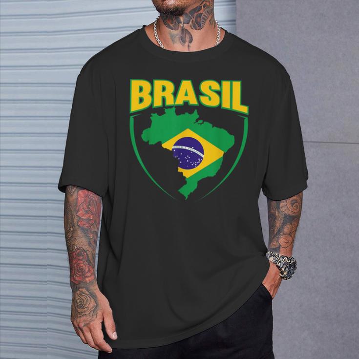 Brasil Sport Soccer Football Brazilian Flag T-Shirt Gifts for Him