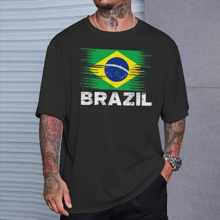 Brazil Brazilian Flag Sports Soccer Football T-Shirt Gifts for Him