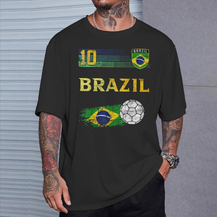 Brazil Soccer Fans Jersey Brazilian Flag Football T-Shirt Gifts for Him