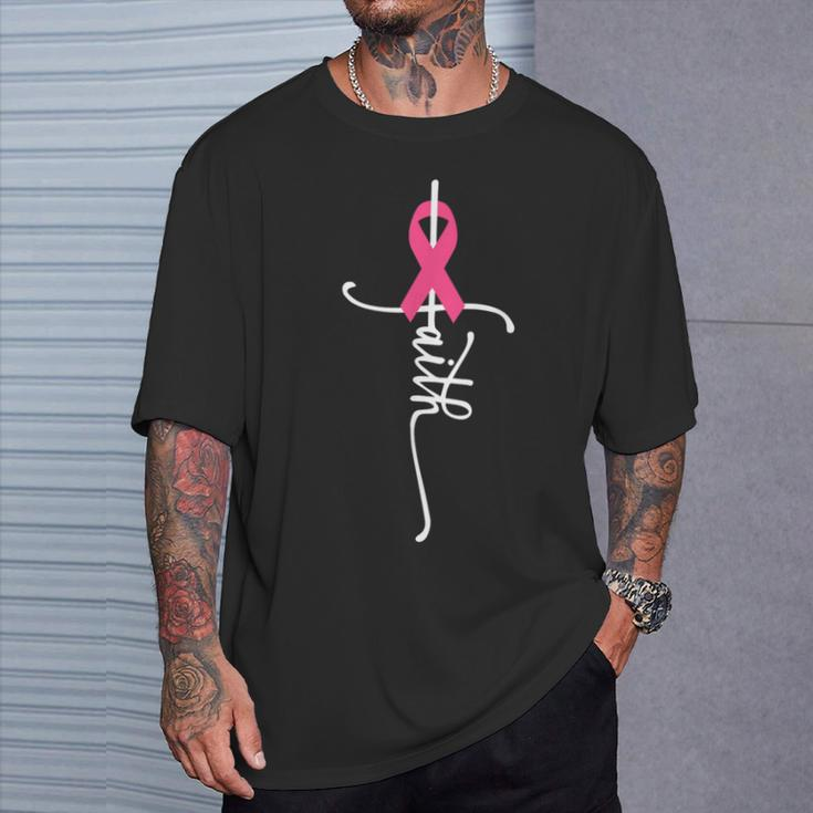 Breast Cancer Faith Breast Cancer Awareness Breast Cancer T-Shirt Gifts for Him