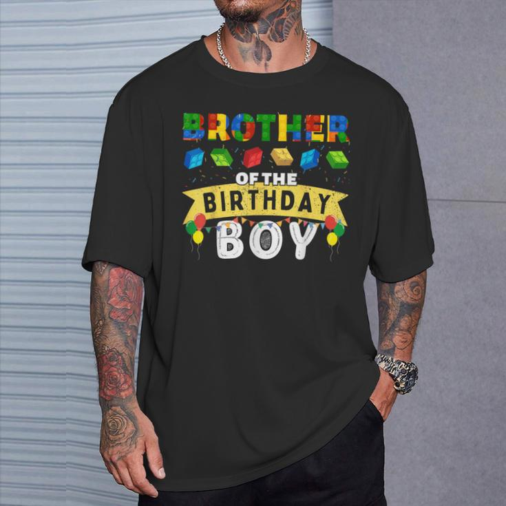 Brother Of The Birthday Boy Building Blocks Master Builder T-Shirt Gifts for Him