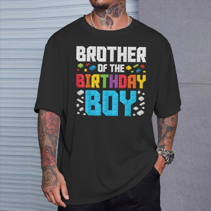 Brother Of The Birthday Boy Master Builder Building Blocks T-Shirt Gifts for Him