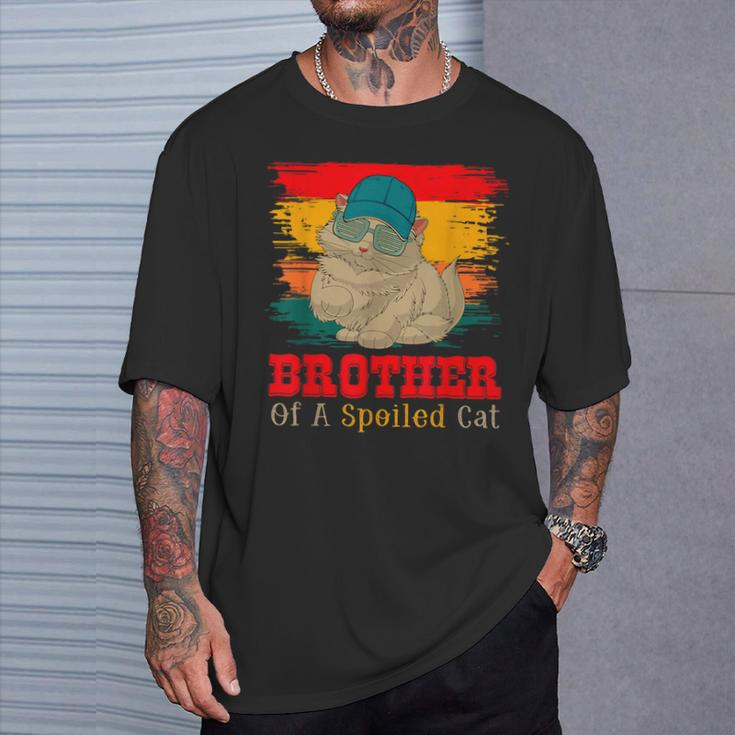 Brother Of A Spoiled Cute Cat Father's Day Cat Sunglasses T-Shirt Gifts for Him