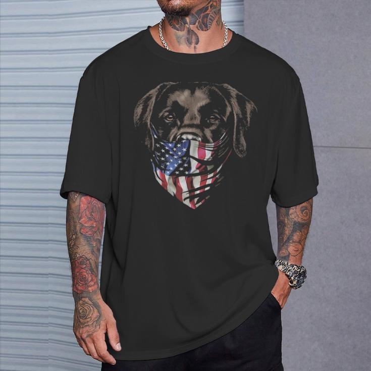 Brown Labrador In Patriotic Usa America Bandana Dog T-Shirt Gifts for Him