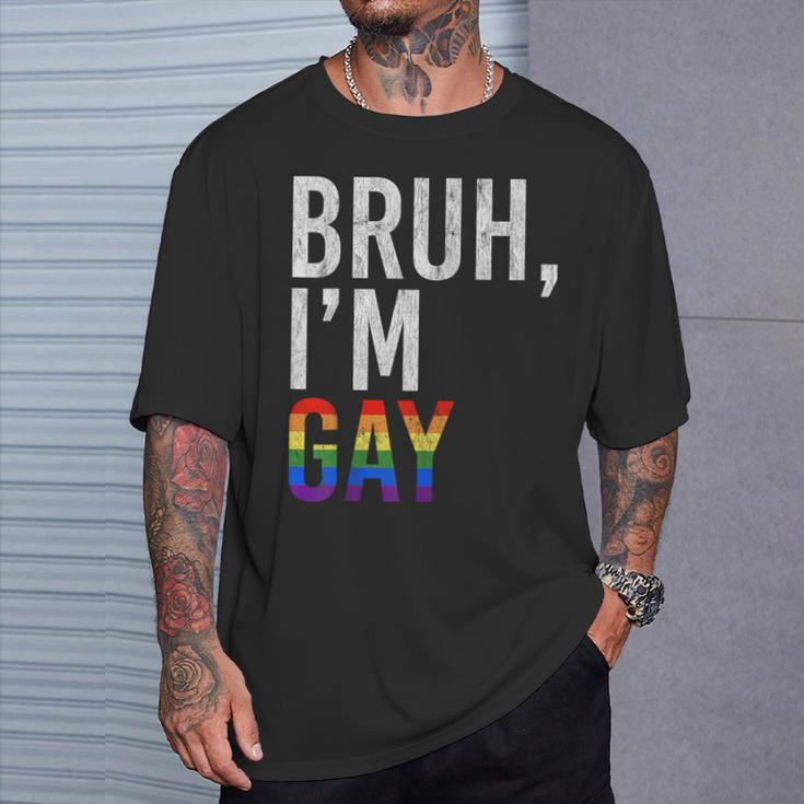 Bruh Meme I'm Gay Lgbt Flag Gay Pride Month Rainbow T-Shirt Gifts for Him
