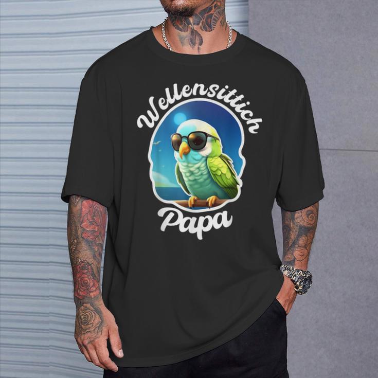 Budgie Papa Parakeet Bird Owner Welli T-Shirt Geschenke für Ihn