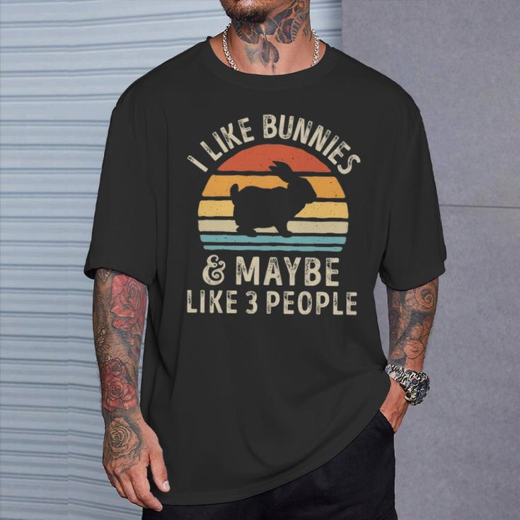 I Like Bunnies And Maybe Like 3 People Bunny Rabbit Lover T-Shirt Gifts for Him