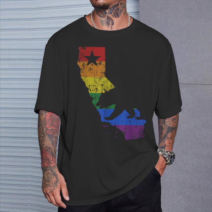 California Lgbtq Gay Lesbian Pride Rainbow Flag T-Shirt Gifts for Him