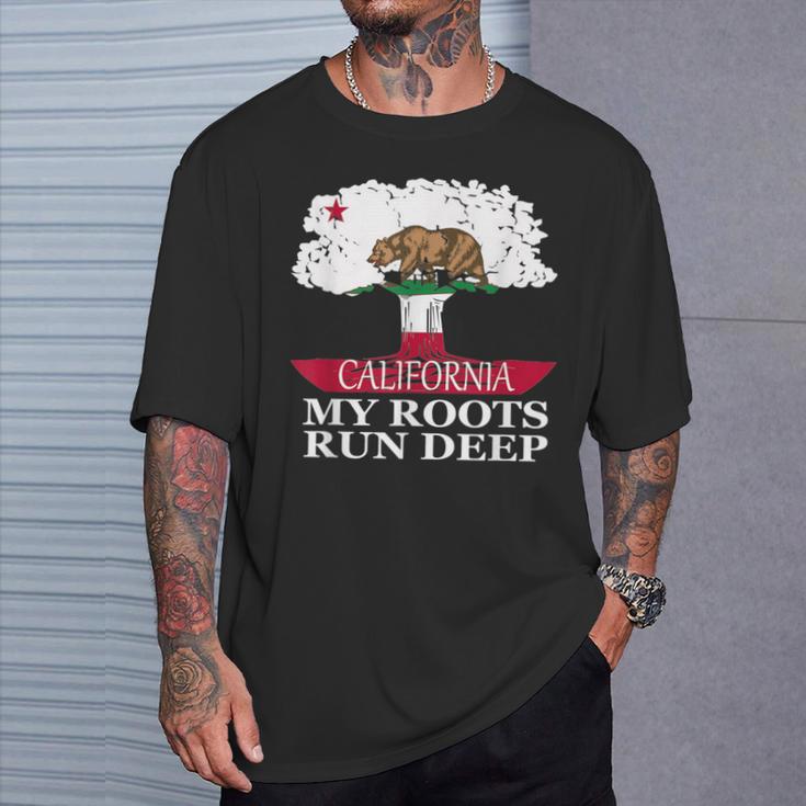 California Pride Flag My Roots Run Deep Tree T-Shirt Gifts for Him