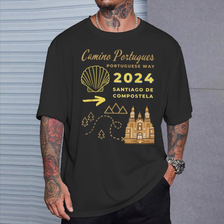 Camino Portugues Santiago De Compostela Portuguese Way 2024 T-Shirt Geschenke für Ihn