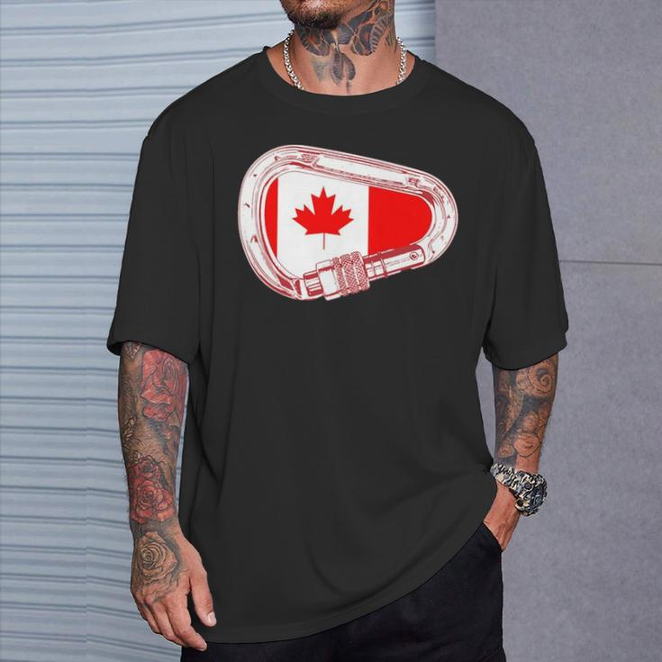 Canada Flag Climbing Carabiner T-Shirt Gifts for Him