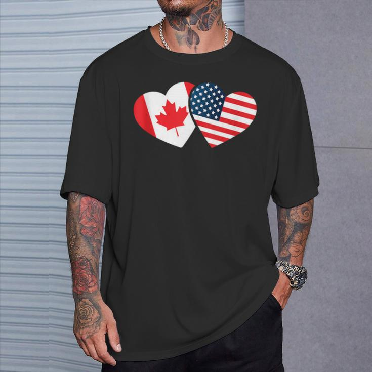 Canada Usa Flag Heart Canadian Americans Love Cute T-Shirt Gifts for Him
