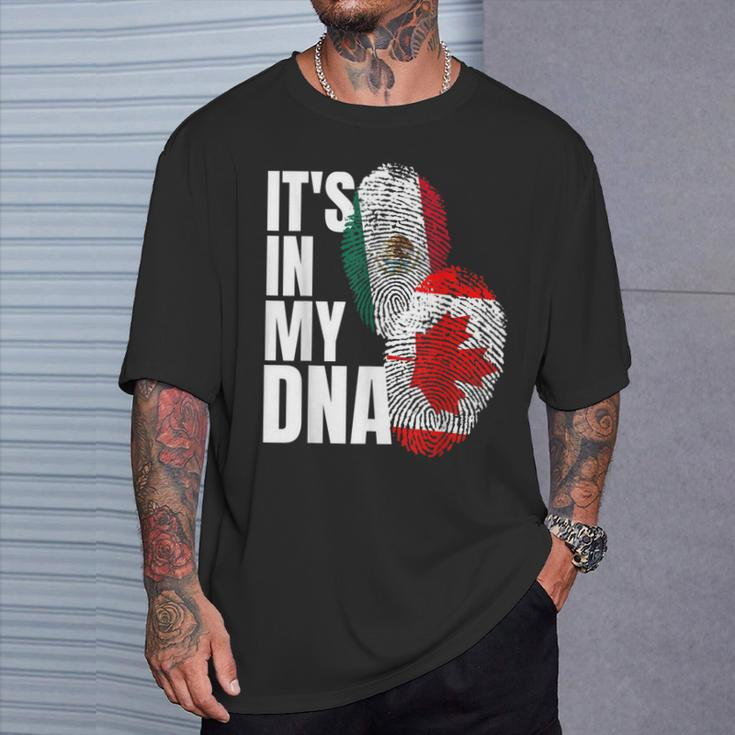 Canadian And Mexican Dna Flag Heritage T-Shirt Gifts for Him