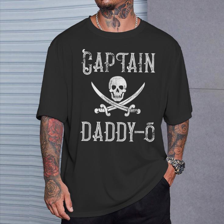 Captain Daddy-O Retro Personalized Pirate Pontoon T-Shirt Gifts for Him