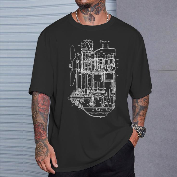 Car Engine Blueprint Car Auto Mechanic Garage Engineer Men T-Shirt Gifts for Him