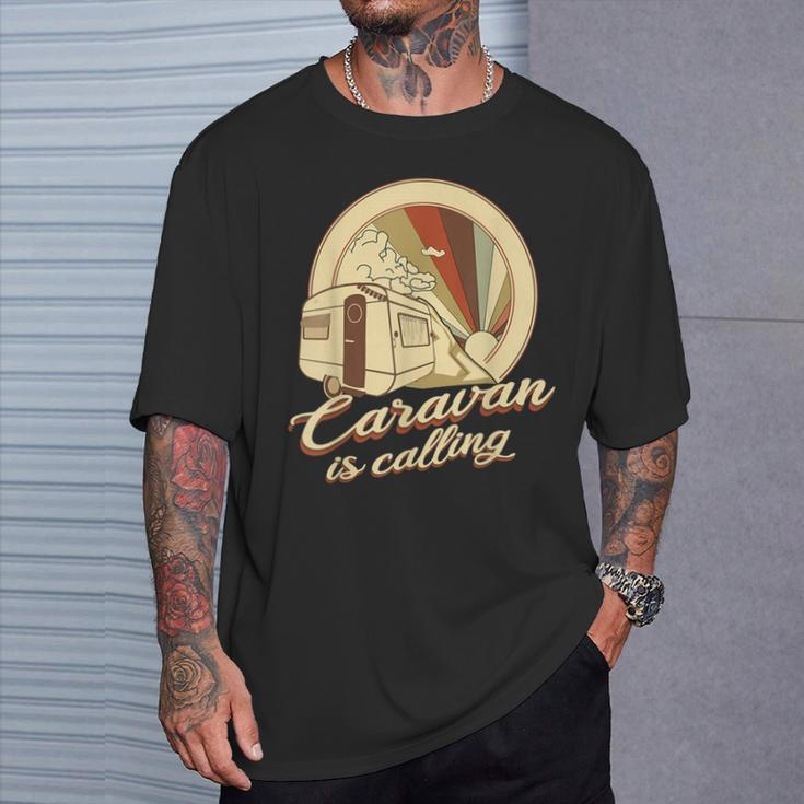 Caravan Is Calling I Love Caravanning Vintage Camping T-Shirt Gifts for Him