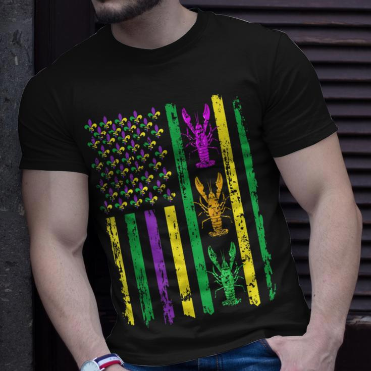 Carnival Mardi Gras Usa American Flag Crawfish Parade Outfit T-Shirt Gifts for Him