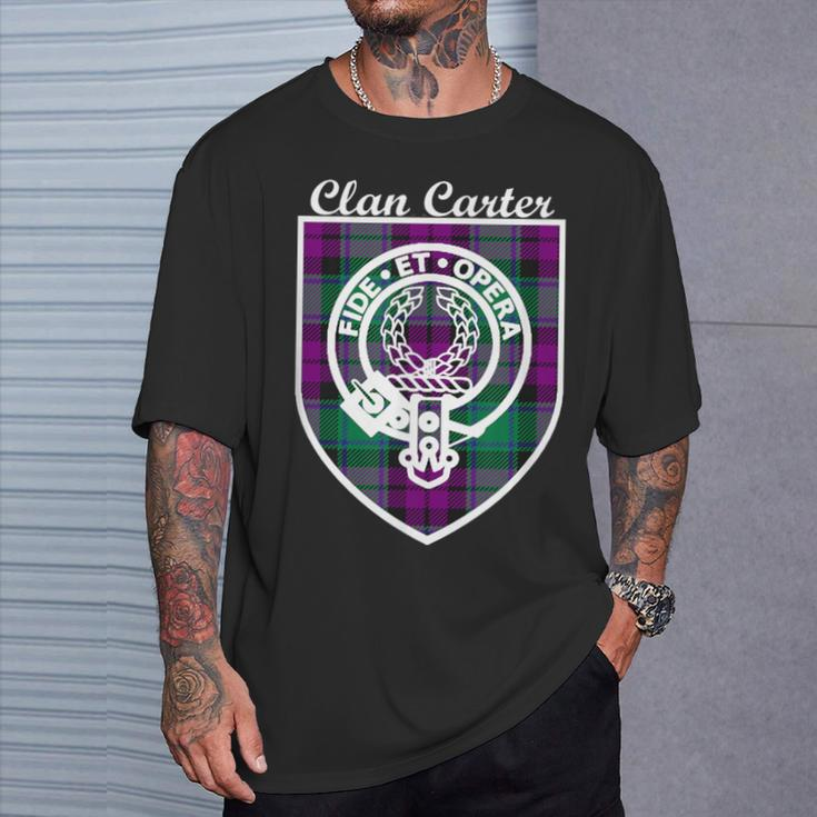 Carter Surname Last Name Scottish Clan Tartan Badge Crest T-Shirt Gifts for Him