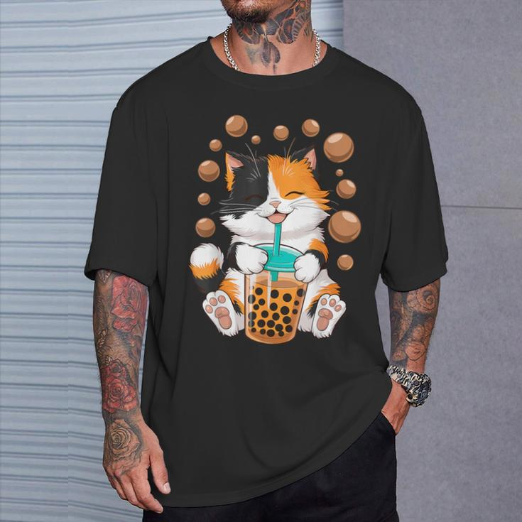 Cat Boba Tea Kawaii Bubble Tea T-Shirt Gifts for Him