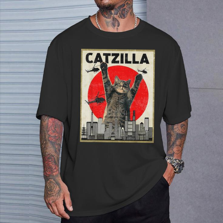 Catzilla Anime Lover Kawaii Animals Japanese Style Movies T-Shirt Gifts for Him
