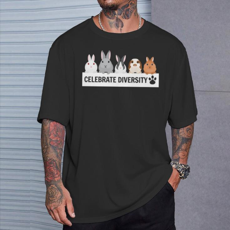 Celebrate Diversity Pet Bunnies For Rabbit Lovers T-Shirt Gifts for Him