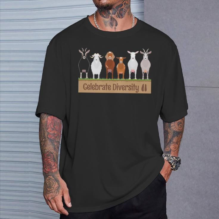 Celebrate Diversity Pet Goats For Goat Lovers T-Shirt Gifts for Him