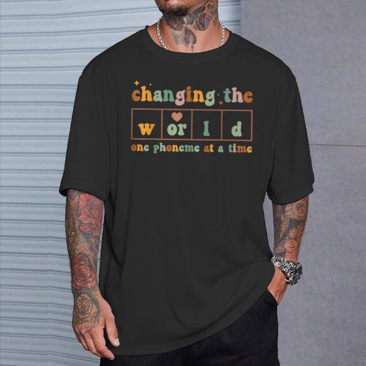 Changing The World One Phoneme At A Time Dyslexia Teacher T-Shirt Gifts for Him