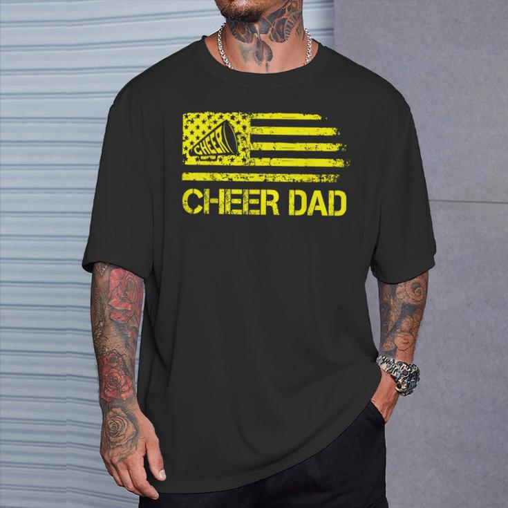 Cheer Dad Cheerleading Usa Flag Fathers Day Cheerleader T-Shirt Gifts for Him