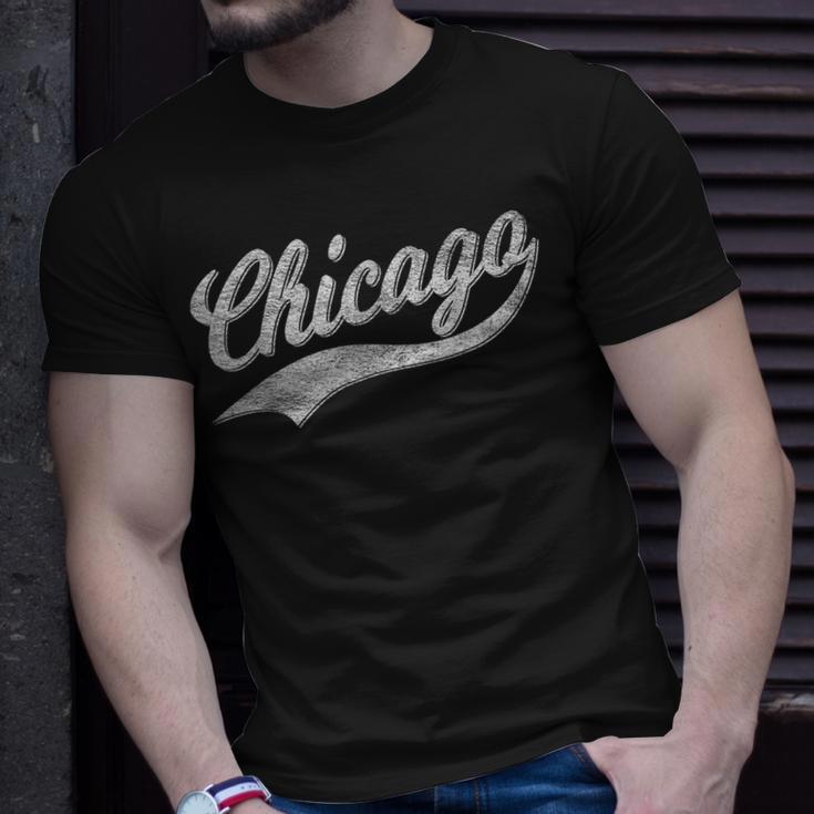 Chicago Retro Vintage Varsity Script Sports Jersey Style T-Shirt Gifts for Him