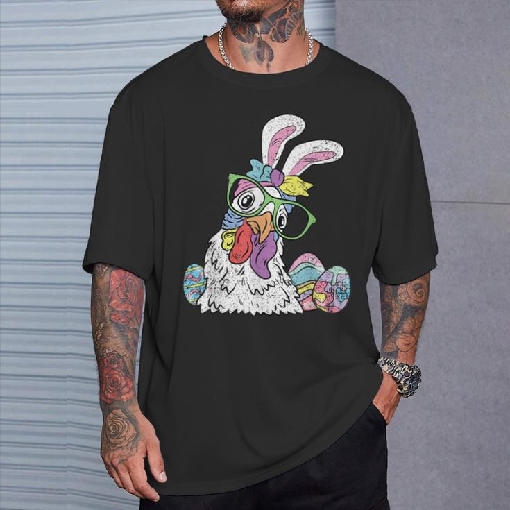 Chicken Egg Hunting Easter Bunny Ears Farm Animal Spring T-Shirt Gifts for Him