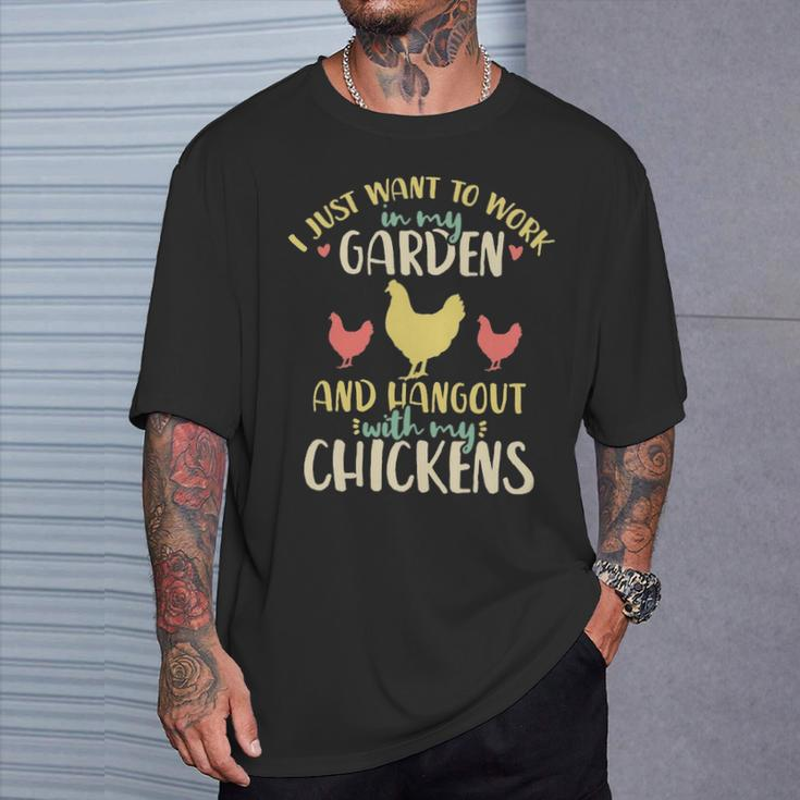 Chickens Garden Gardening Chicken Lover Hen T-Shirt Gifts for Him