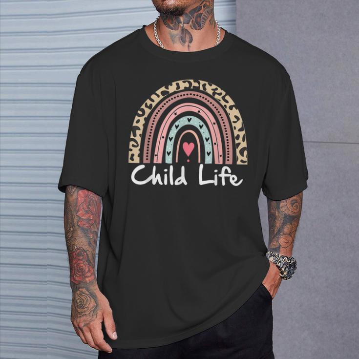 Child Life Specialist Advocate Rainbow Leopard Child Month T-Shirt Gifts for Him