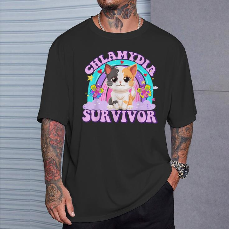Chlamydia Survivor Cat Meme For Adult Humor T-Shirt Gifts for Him