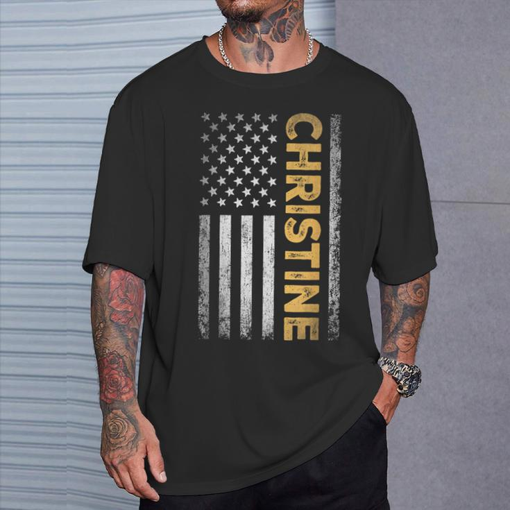 Christine First Name Christine Name American Flag T-Shirt Gifts for Him