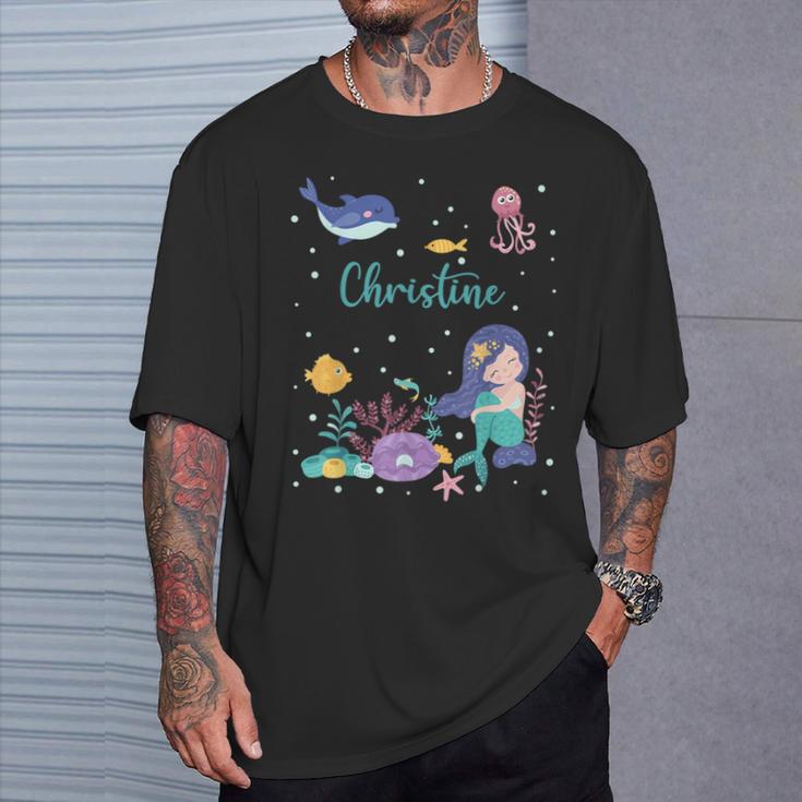 Christine Name Personalized Mermaid T-Shirt Gifts for Him