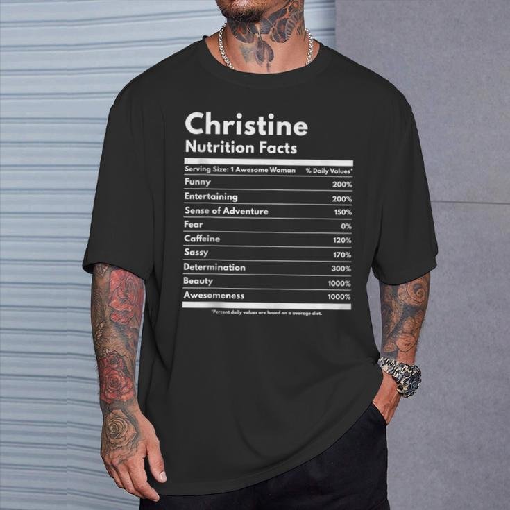 Christine Nutrition Facts Personalized Name Christine T-Shirt Gifts for Him