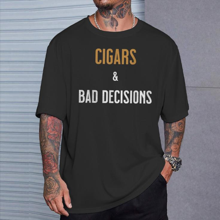 Cigars And Bad Decisions Vintage Old T-Shirt Gifts for Him